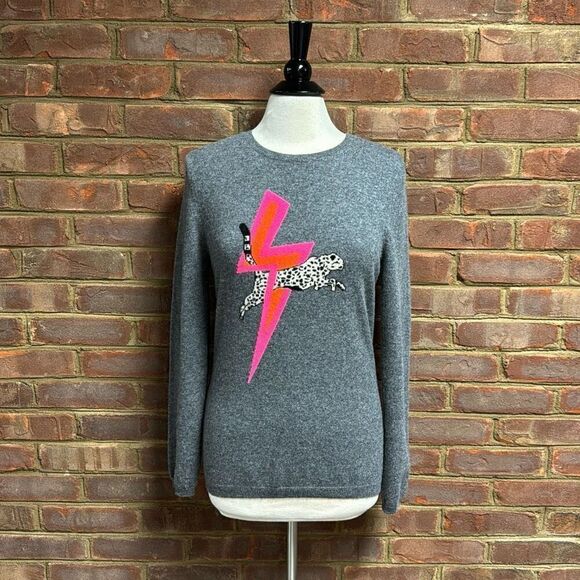 Wyse London Gray Cashmere Lightning Bolt Sweater Size 2 - Picture 2 of 7